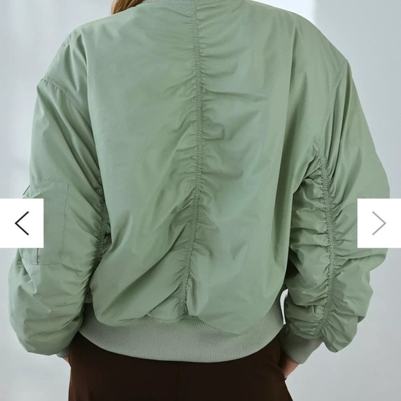 Urban Outfitters BDG Charlie Barrel Sleeve Sage Green Bomber Jacket L NWT - Picture 2 of 15